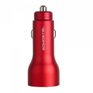 Somostel Ładowarka samochodowa 2XUSB + kabel USB - USB-C 5A 1m Quick Charge QC3.0 czerwony Aluminium SMS-A89
