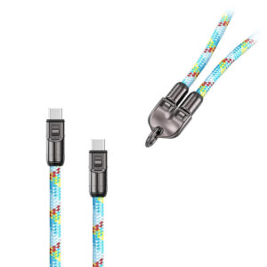 ECOBOX KABEL 240W TYP-C DO TYP-C SMYCZ NA SZYJE TĘCZA BIAŁA