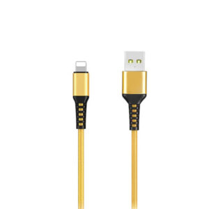 Denmen Kabel wzmacniany USB - Lightning 2.4A 15W 1m QC3.0 Złoty D02
