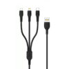 Denmen Kabel 3w1 USB - Typ-c / microUSB / Lightning 2.4A 1m Quick Charge QC3.0 Czarny