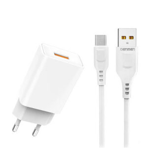 2_thickbox-911.jpg Denmen Ładowarka sieciowa DC01 USB + kabel USB - microUSB 2.4A 12W 1m Biały