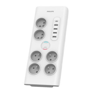 PRZEDŁUŻACZ SIECIOWY PHILIPS LISTWA ZASILAJĄCA PRZEPIĘCIOWA 6 GNIAZD + 5 USB 2M BIAŁA 16A SPN7060WA