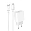 Denmen Ładowarka sieciowa DC06 TYP-C + kabel Typ-C - Lightning 3.6A 20W 1m Power Delivery PD Biały DC06L