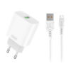 Denmen Ładowarka sieciowa DC07 USB + kabel USB - Typ-C 3.6A 18W 1m Power Delivery PD Biały DC07T