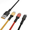 Denmen Kabel 3w1 D02 USB - Typ-c / microUSB / Lightning 2.4A 1.2m Wzmacniany D02E
