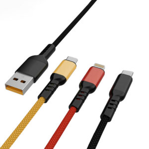 Denmen Kabel 3w1 D02 USB - Typ-c / microUSB / Lightning 2.4A 1.2m Wzmacniany D02E