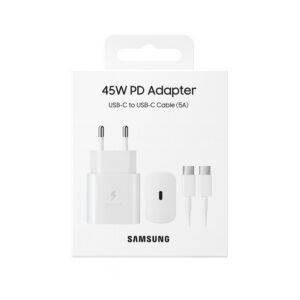 Samsung ładowarka sieciowa Typ-C + kabel Typ-C - Typ-C 5A 45W 1m PD PPS biały EP-TA845