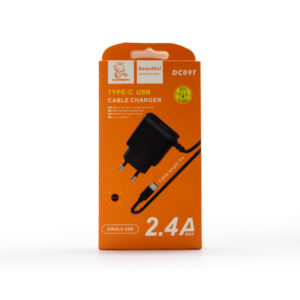 Denmen Ładowarka sieciowa DC09T USB + kabel TYP-C 2.4A 12W Czarny DC09T-W