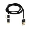 Kabel 2w1 USB - microUSB / Lightning Nylonowy Czarny