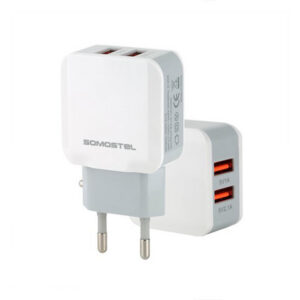 Somostel Ładowarka sieciowa 2XUSB + kabel USB - microUSB 2.1A 10W 1m Biały SMS-A13