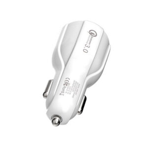 Somostel Ładowarka samochodowa 2XUSB + kabel USB - Lightning 3A+2A 3100mA + 2100mA 1m Quick Charge QC3.0 Biały
