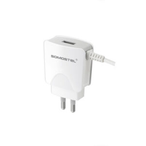 ŁADOWARKA SIECIOWA 2A KABEL IPHONE BIAŁA SOMOSTEL 2100mA SMS-A03