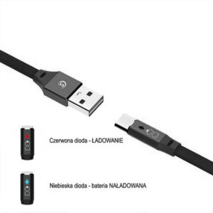 Somostel kabel Powerline USB - Typ-C 2.4A 30W 1m QC 3.0 czarny 2400 mAh SMS-BW04