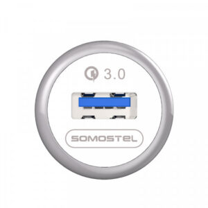 Somostel Ładowarka samochodowa USB + kabel USB - Lightning 3A Quick Charge QC3.0 Biały SMS-A46