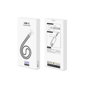 ECOBOX KABEL 240W TYP-C DO TYP-C SMYCZ NA SZYJE TĘCZA BIAŁA