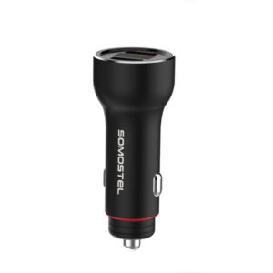 Somostel Ładowarka samochodowa 2XUSB + kabel USB - Lightning 5A 1m Quick Charge QC3.0 Czarny Aluminium