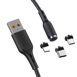 Denmen Kabel Magnetyczny D18 USB - Typ-C 2.4A 15W 1m Quick Charge QC3.0 Czarny D18M