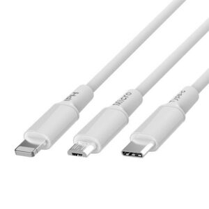 Somostel kabel 3w1 Powerline USB - Typ-C / Lightning / Micro USB 3.1A 10W 1m QC 3.0 biały SMS-BT14