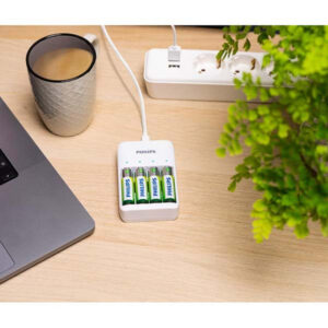 ŁADOWARKA DO AKUMULATORÓW PHILIPS + 2xAAA 700mAh +2xAA 1300mAh Phil-SCB4013NB/00 - PORT USB