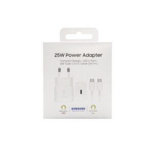 SAMSUNG ŁADOWARKA SIECIOWA TYP-C PD GAN EP-T2510XBE 25W BIAŁY 3A + KABEL TYP-C TYP-C PD