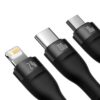 Baseus kabel Flash Series II USB - Typ-C / Lightning / Micro USB 100W 1.2m czarny oplot