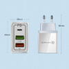ECOBOX ŁADOWARKA SIECIOWA 2.4A 20W BIAŁA 3.0 2XUSB 1XPD SINGLE