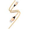 Denmen Kabel D02 USB - Typ-C 2.4A 12W 1m Quick Charge QC3.0 Złoty Wzmacniany oplot