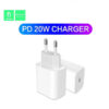 Denmen Ładowarka sieciowa DC06 TYP-C + kabel Typ-C - Typ-C 3.6A 20W 1m Power Delivery PD Biały