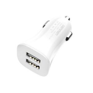ŁADOWARKA SAMOCHODOWA 3A + KABEL TYP-C BIAŁA DENMEN 3100mA DUAL FAST CHARGING 2XUSB DZ06T 15W