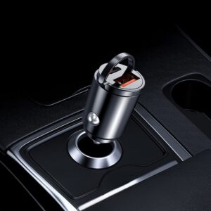 Denmen ładowarka samochodowa USB / Typ-C 30W QC PD czarny DZ19
