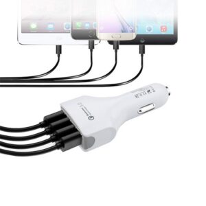 Ecobox Ładowarka samochodowa Faston 4XUSB 7A Quick Charge QC3.0 Biały