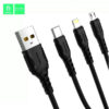 Denmen Kabel 3w1 USB - Typ-c / microUSB / Lightning 2.4A 1m Quick Charge QC3.0 Czarny