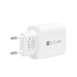 ECOBOX ŁADOWARKA SIECIOWA PAX 20W BIAŁY USB+TYP-C + KABEL TYP-C/LIGHTNING PD