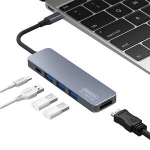 Somostel Adapter host 3xUSB+TYP-C+HDMI + kabel Typ-C - Typ-C 60W Srebrny SMS-BZ08
