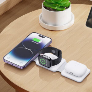 Ecobox ładowarka bezprzewodowa indukcyjna MagSafe 3w1 15W biały