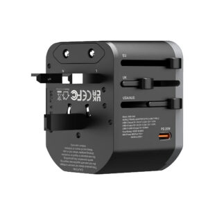 Somostel adapter zasilania cały świat 2x USB / Typ-C 20W QC PD czarny SMS-Q43