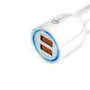 Somostel Ładowarka samochodowa 2XUSB + kabel USB - Lightning 3A+2A 3100mA + 2100mA 1m Quick Charge QC3.0 Biały