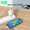 Denmen Ładowarka sieciowa DC06 TYP-C + kabel Typ-C - Typ-C 3.6A 20W 1m Power Delivery PD Biały