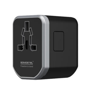 Somostel adapter zasilania cały świat 2x USB / Typ-C 20W QC PD czarny SMS-Q43