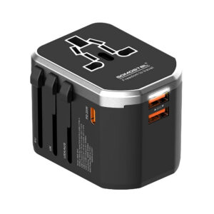 Somostel adapter zasilania cały świat 2x USB / Typ-C 20W QC PD czarny SMS-Q43
