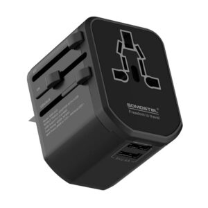 Somostel adapter zasilania cały świat 2x USB 2.4A QC3.0 czarny SMS-A22