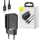 Baseus ładowarka sieciowa USB-C + kabel USB-C - USB-C 25W Quick Charge QC3.0 czarny