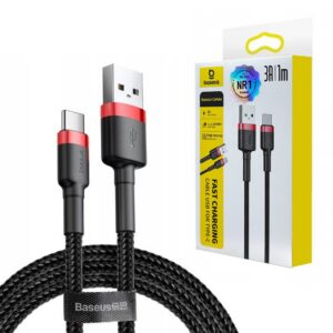 Baseus kabel Cafule USB - USB-C 3A 1m czerwony oplot CATKLF-B91