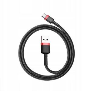 Baseus kabel Cafule USB - USB-C 3A 1m czerwony oplot CATKLF-B91