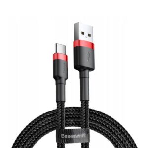 Baseus kabel Cafule USB - USB-C 3A 1m czerwony oplot CATKLF-B91