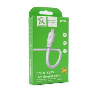 Denmen kabel USB - Lightning 120W 1m biały D28